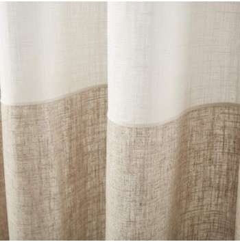 Colorblock Linen Light Brown Curtains