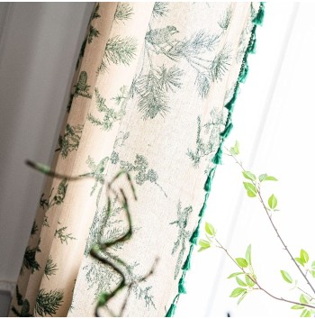 Leaf pattern cotton and linen curtains