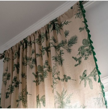 Leaf pattern cotton and linen curtains