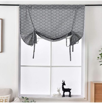 Bohemian Printed Cotton Linen Navy Blue Curtains