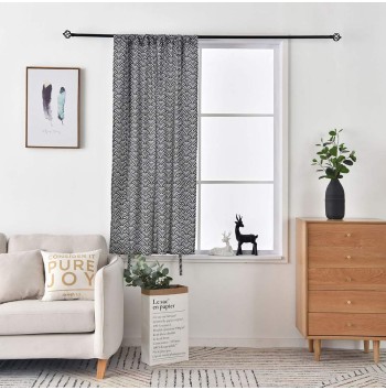 Bohemian Printed Cotton Linen Navy Blue Curtains