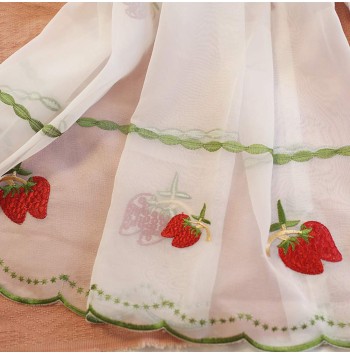 Strawberry embroidered tulle curtains