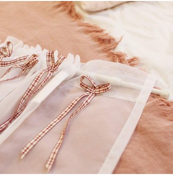 Strawberry embroidered tulle curtains