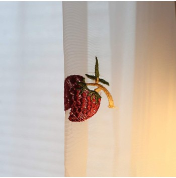 Strawberry embroidered tulle curtains