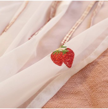 Strawberry embroidered tulle curtains