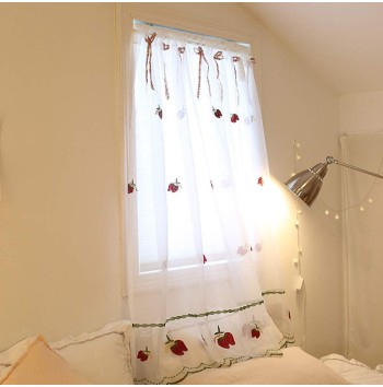 Strawberry embroidered tulle curtains