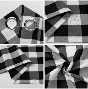 Black and white plaid blackout curtain fabric