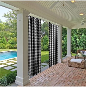 Black and white plaid blackout curtain fabric
