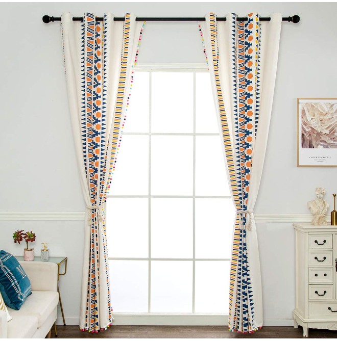 Bohemian cotton and linen colorful curtains