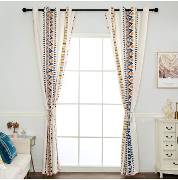 Bohemian cotton and linen colorful curtains