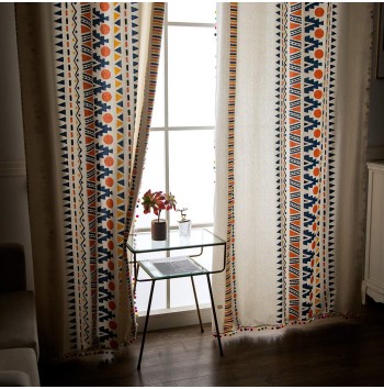 Bohemian cotton and linen colorful curtains