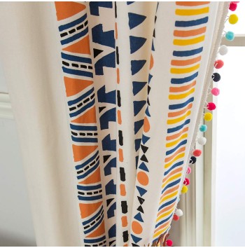 Bohemian cotton and linen colorful curtains