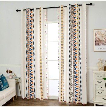Bohemian cotton and linen colorful curtains