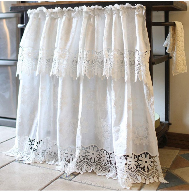 Bohemian floral embroidered cotton curtains