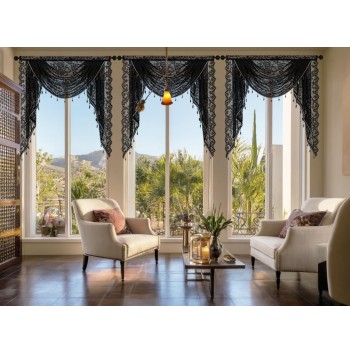 Lace Beaded Waterfall Curtain