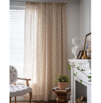 Farmhouse Cotton Crochet Lace Curtain Fabric
