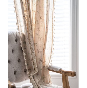 Farmhouse Cotton Crochet Lace Curtain Fabric