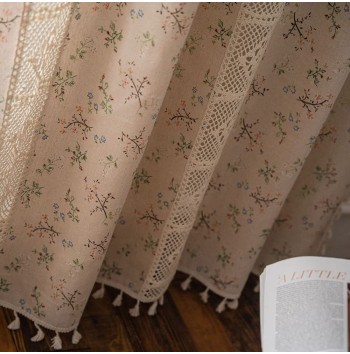 Farmhouse Cotton Crochet Lace Curtain Fabric