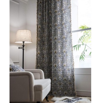Vintage floral print cotton and linen curtains