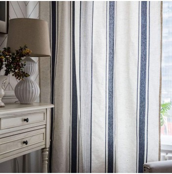 Striped cotton and linen curtains