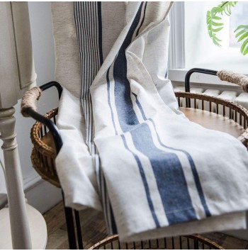 Striped cotton and linen curtains