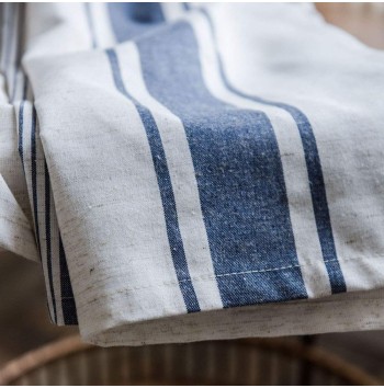Striped cotton and linen curtains