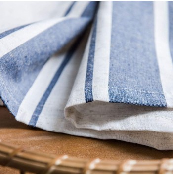 Striped cotton and linen curtains