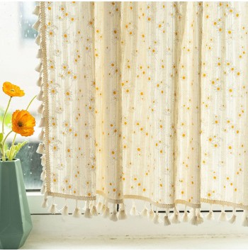 Boho Daisy Floral Cotton Curtains