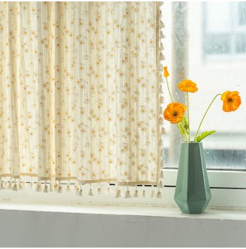 Boho Daisy Floral Cotton Curtains