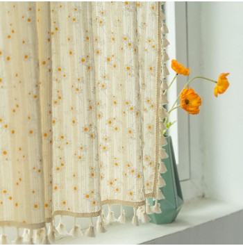 Boho Daisy Floral Cotton Curtains