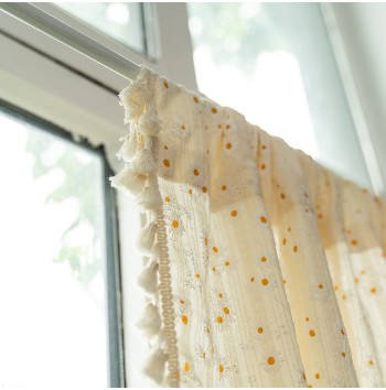 Boho Daisy Floral Cotton Curtains