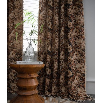 Vintage floral oil painting tassel curtains