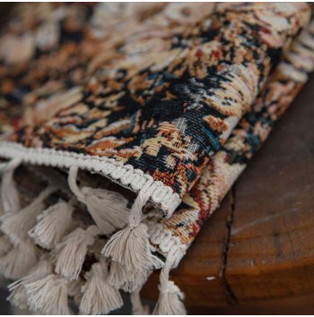 Vintage floral oil painting tassel curtains