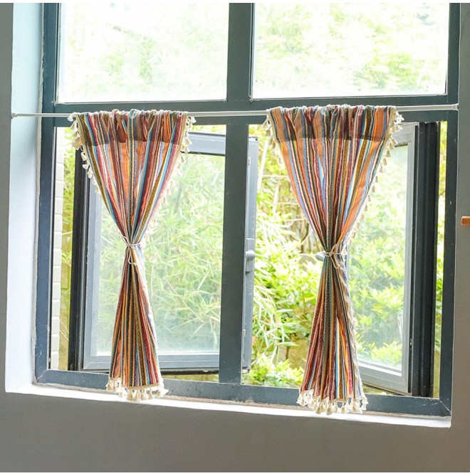 Bohemian striped tassel multi-layer curtains