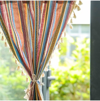 Bohemian striped tassel multi-layer curtains
