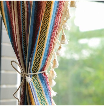 Bohemian striped tassel multi-layer curtains