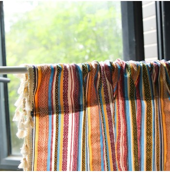 Bohemian striped tassel multi-layer curtains
