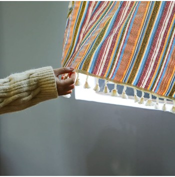 Bohemian striped tassel multi-layer curtains