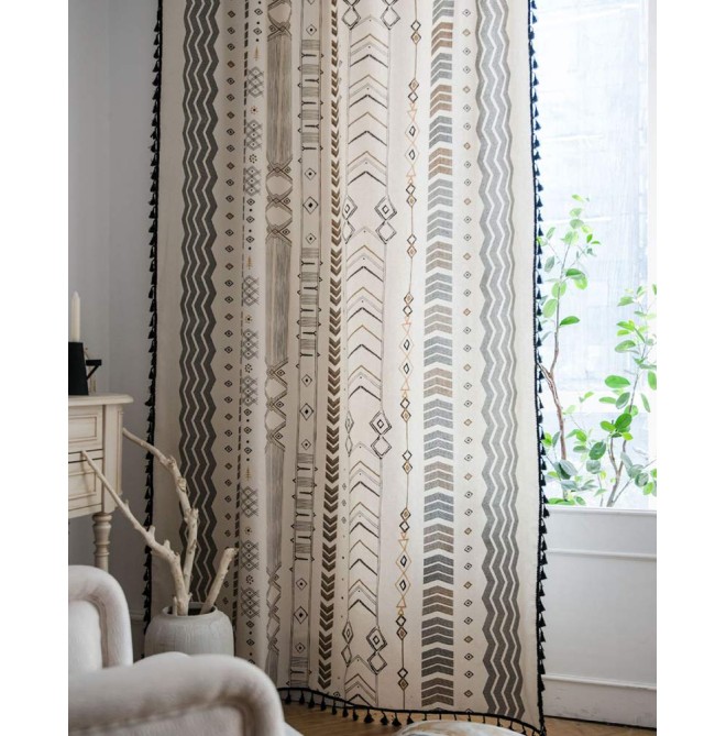 Bohemian cotton and linen curtains