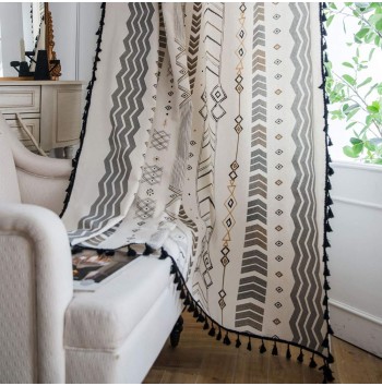 Bohemian cotton and linen curtains