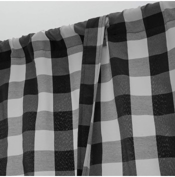 Black and white buffalo check lace-up curtains
