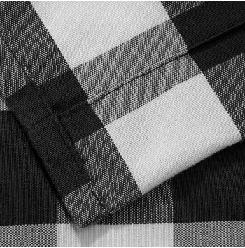 Black and white buffalo check lace-up curtains
