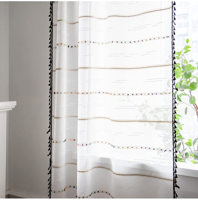 Bohemian Striped Tulle Curtains